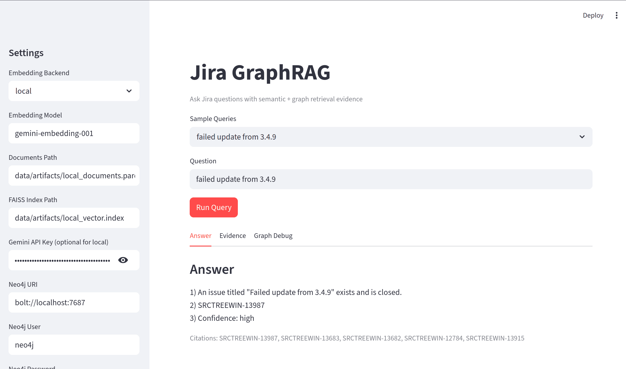Jira Graph RAG screenshot 1
